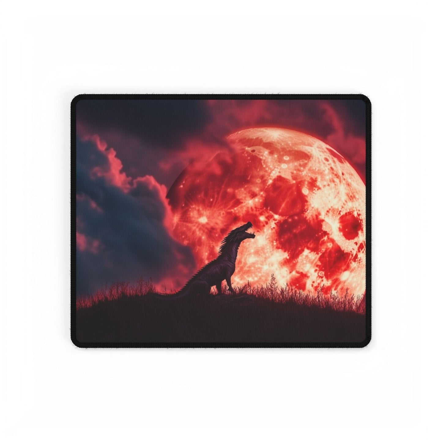 Dragon Under Blood Moon Desk Mat