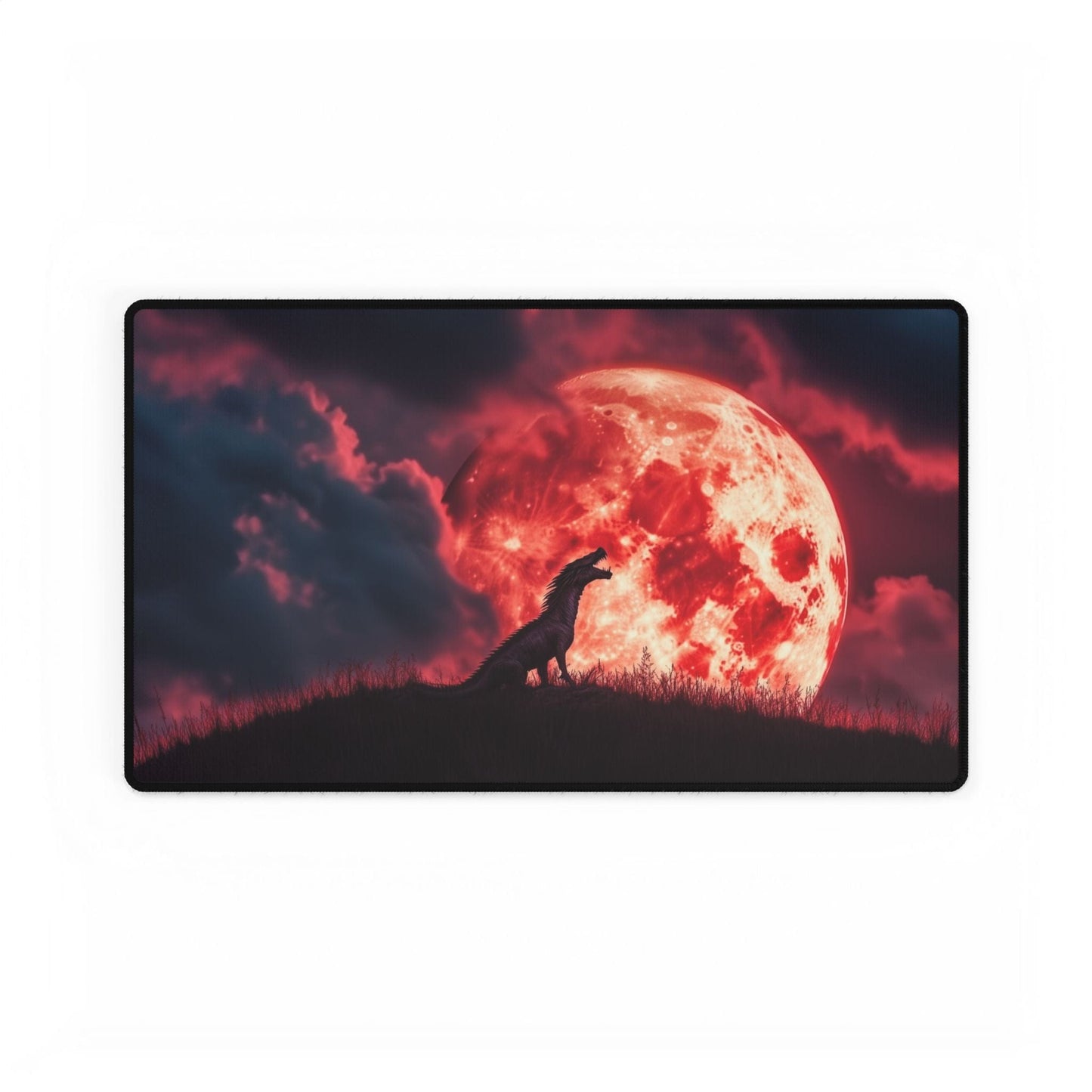 Dragon Under Blood Moon Desk Mat