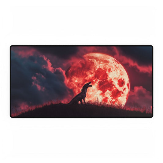 Dragon Under Blood Moon Desk Mat