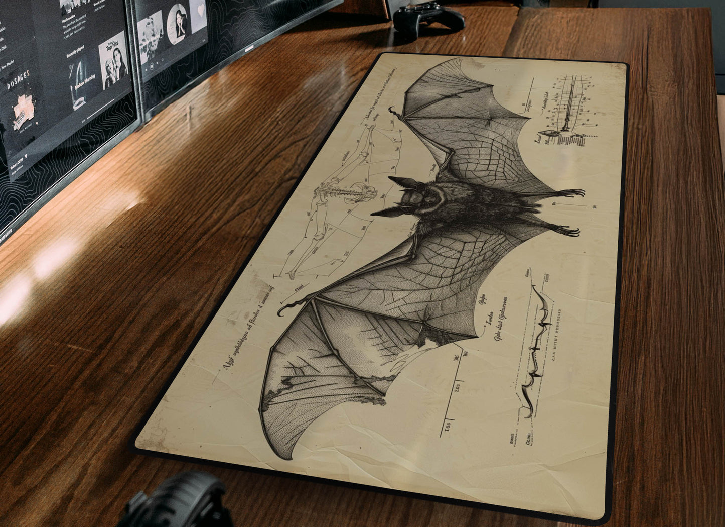 Vintage Bat Sketch Desk Mat