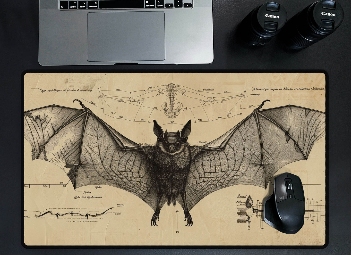 Vintage Bat Sketch Desk Mat