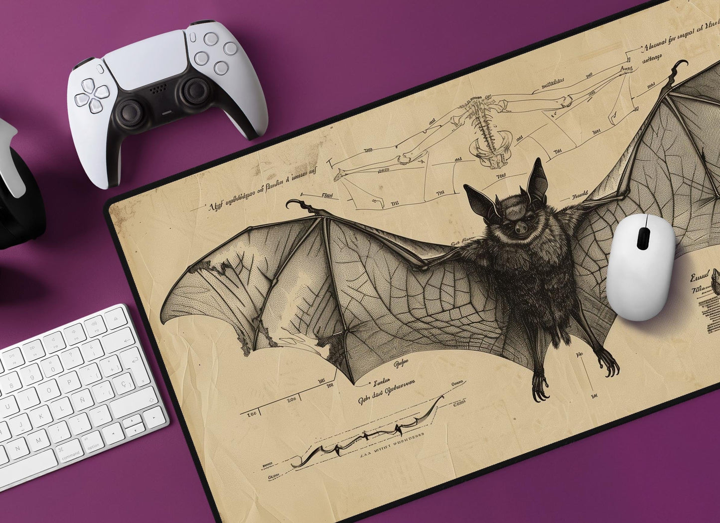 Vintage Bat Sketch Desk Mat