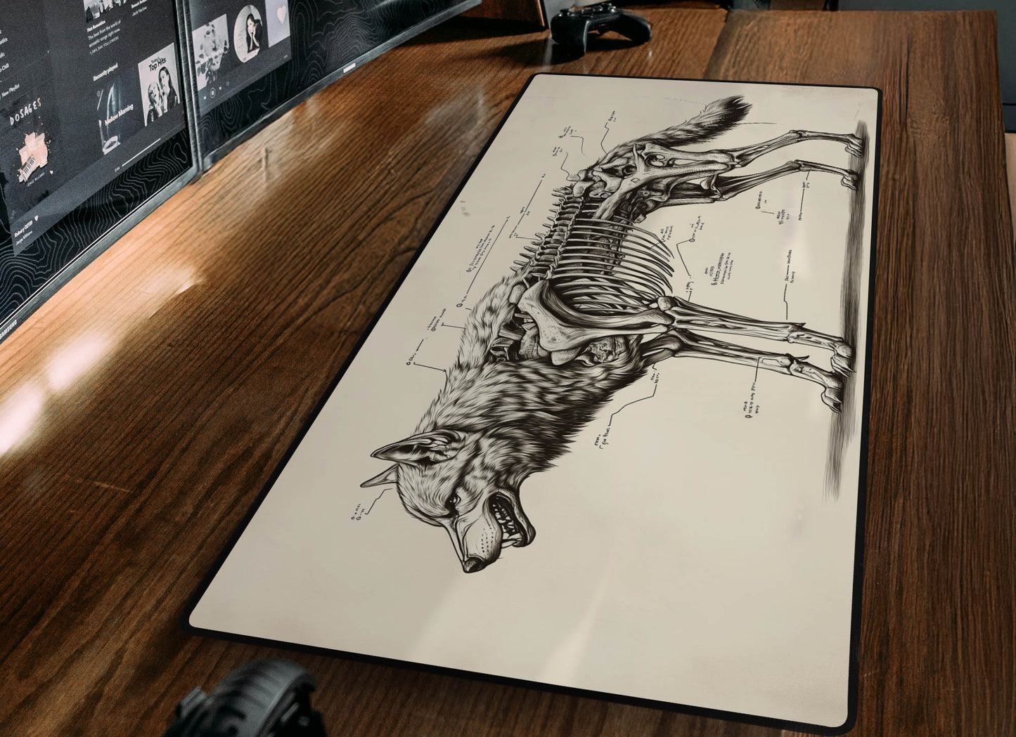 Wolf Skeleton Desk Mat
