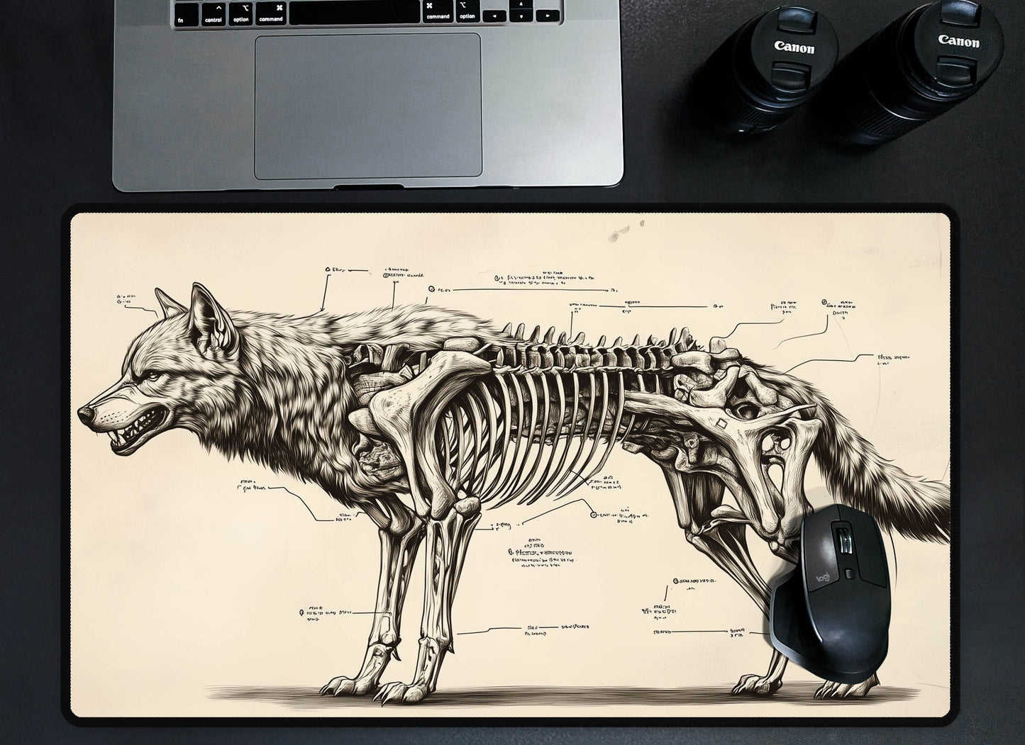 Wolf Skeleton Desk Mat