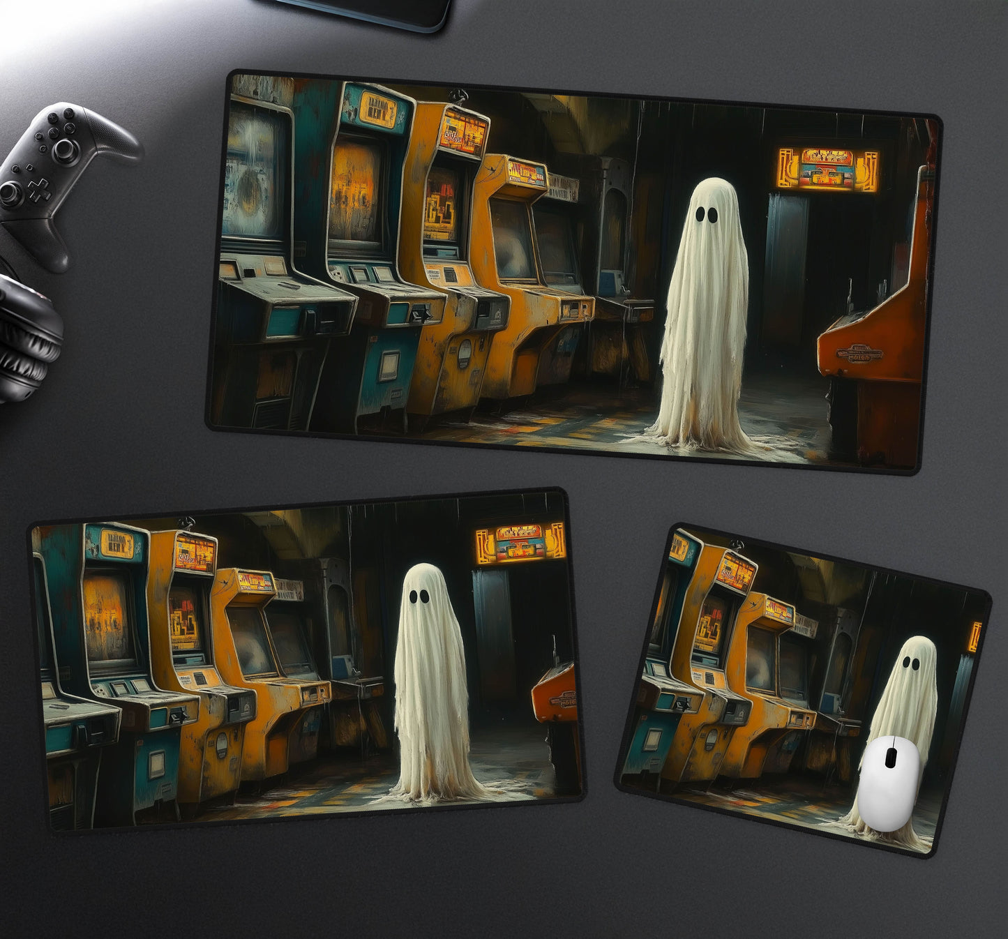 Retro Arcade Ghost Desk Mat