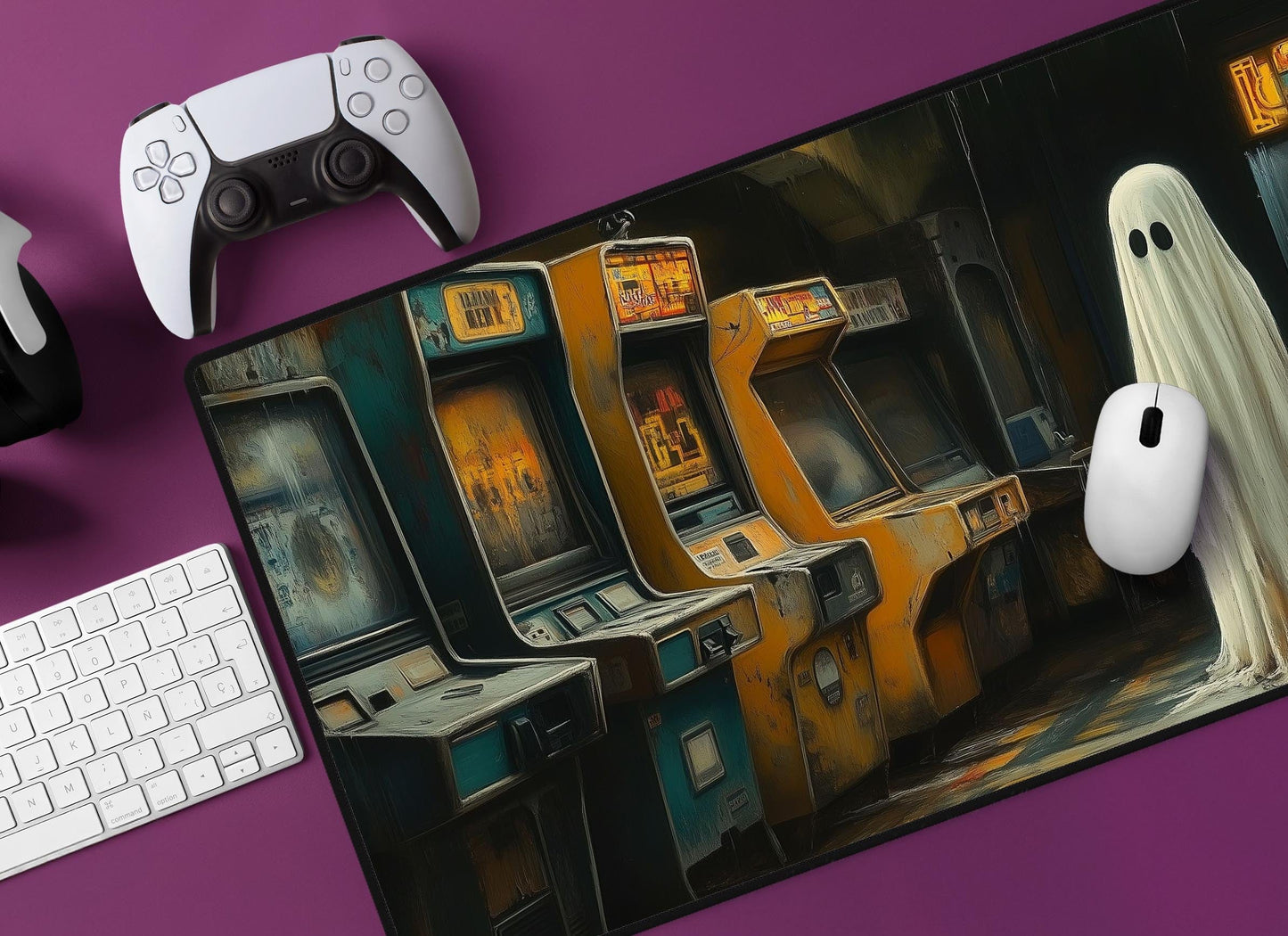 Retro Arcade Ghost Desk Mat