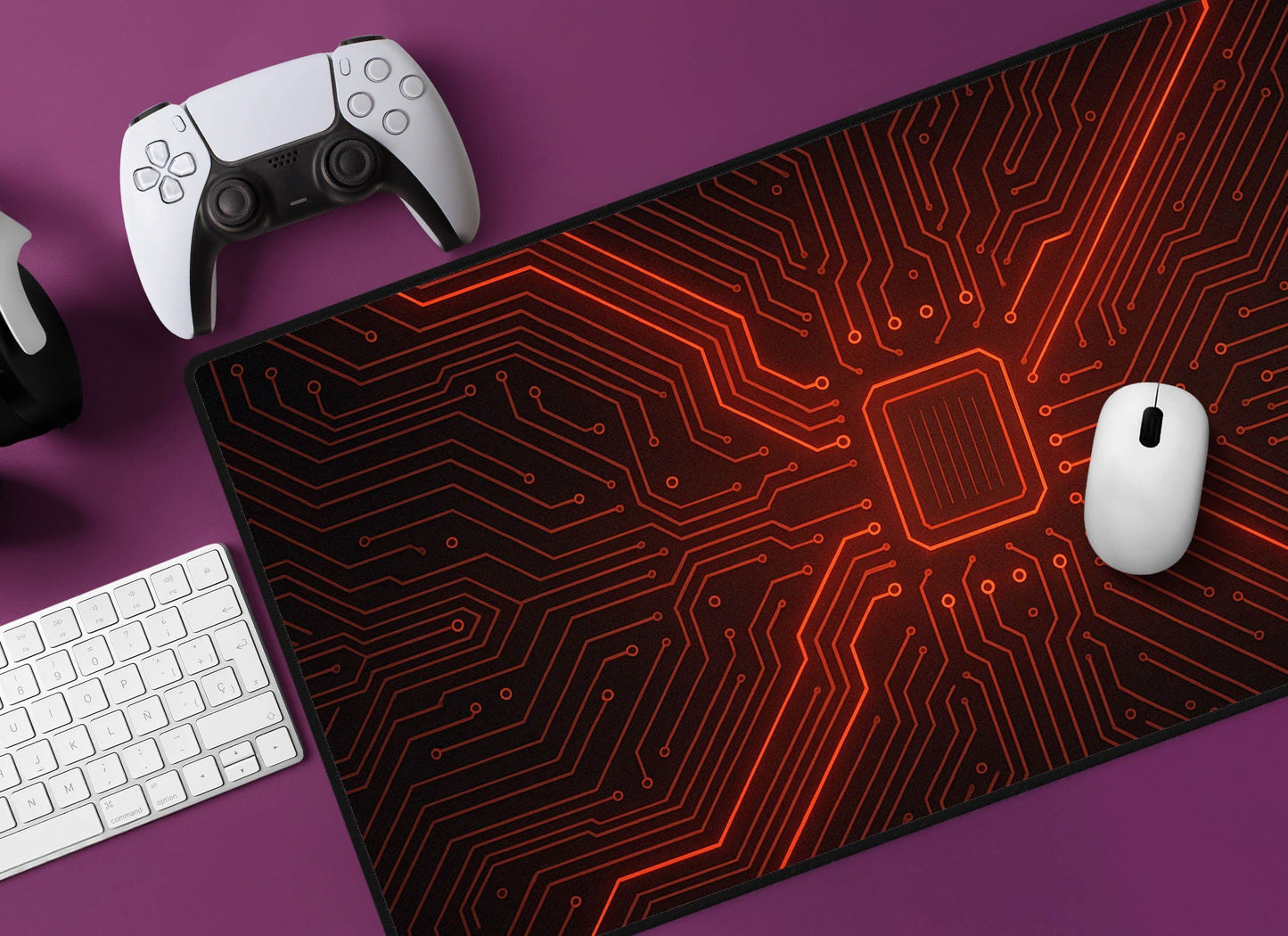 Red Circuit Board Desk Mat