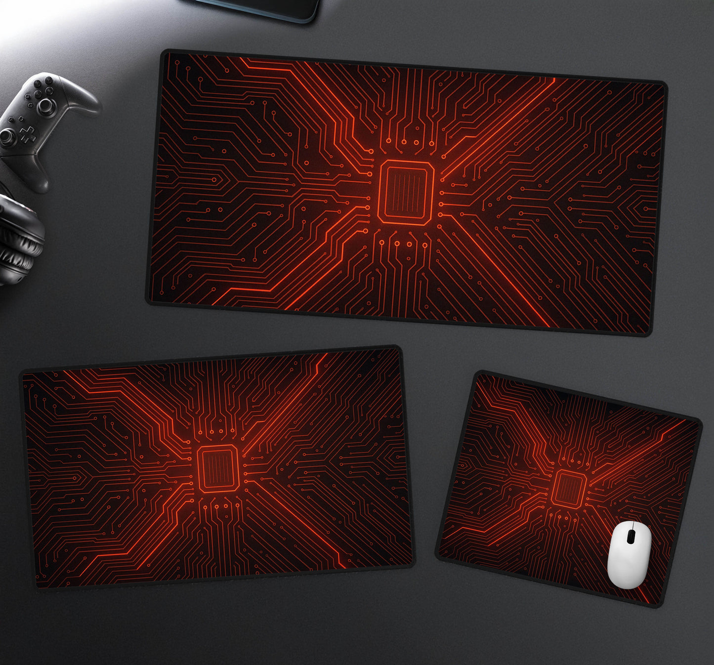 Red Circuit Board Desk Mat