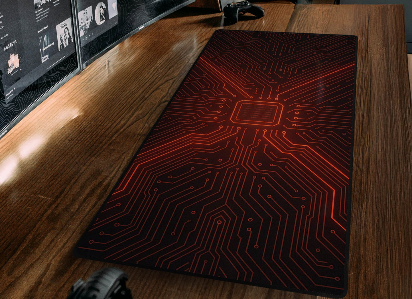 Red Circuit Board Desk Mat