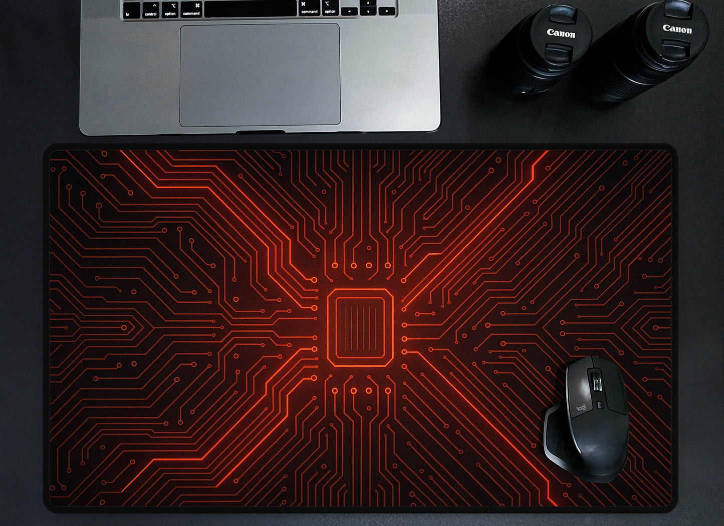 Red Circuit Board Desk Mat