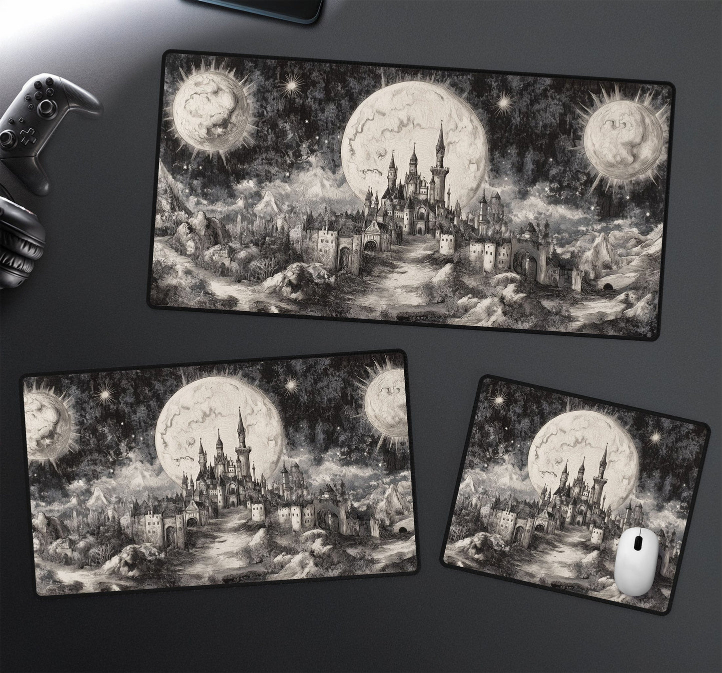 Lunar Castle Tapestry Desk Mat