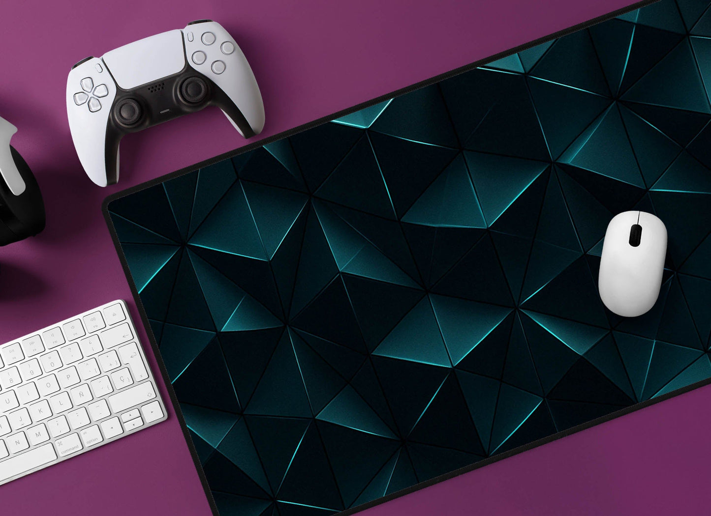 Dark Geometric Pattern Desk Mat