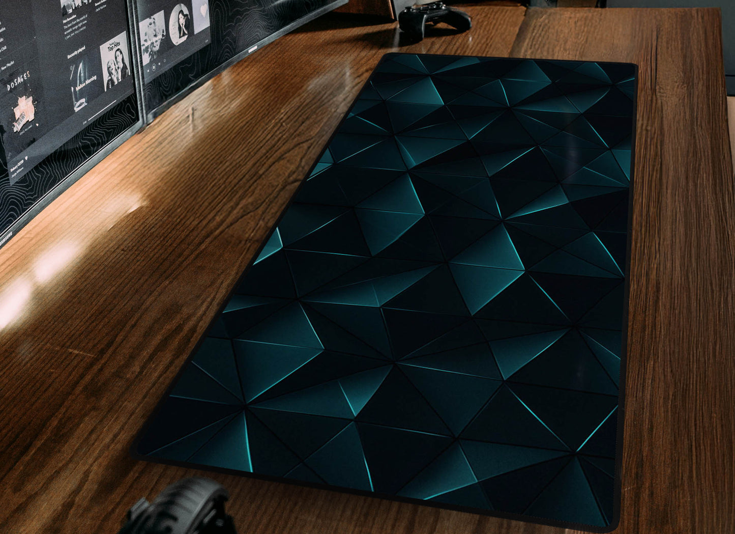 Dark Geometric Pattern Desk Mat