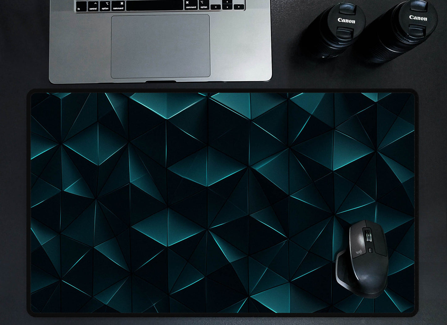 Dark Geometric Pattern Desk Mat