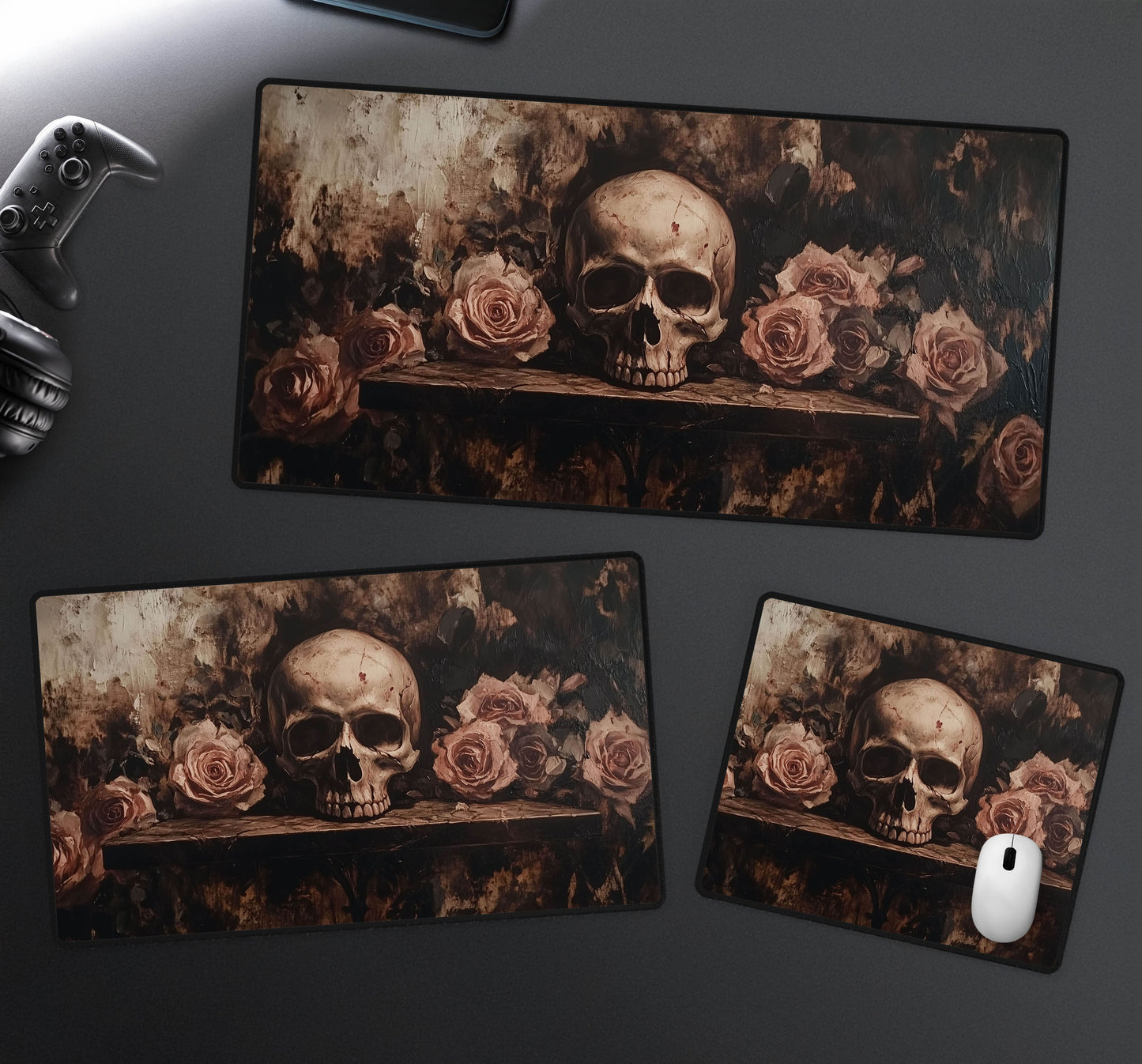 Skull and Rose Desk Mat