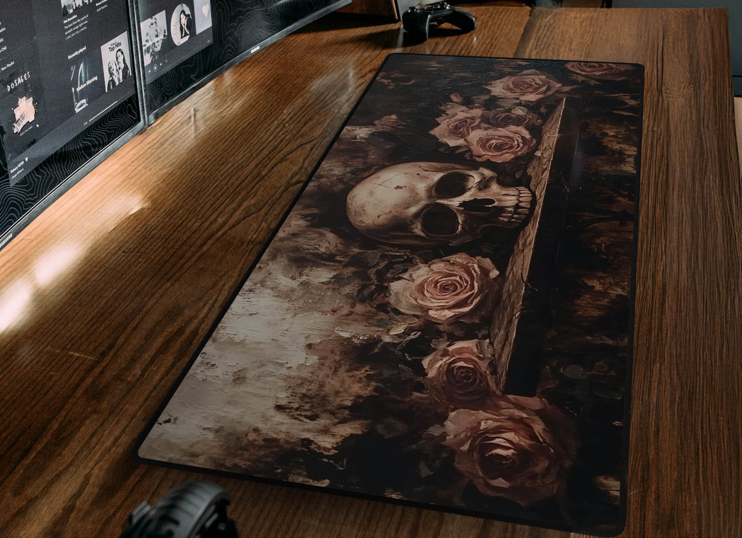 Skull and Rose Desk Mat