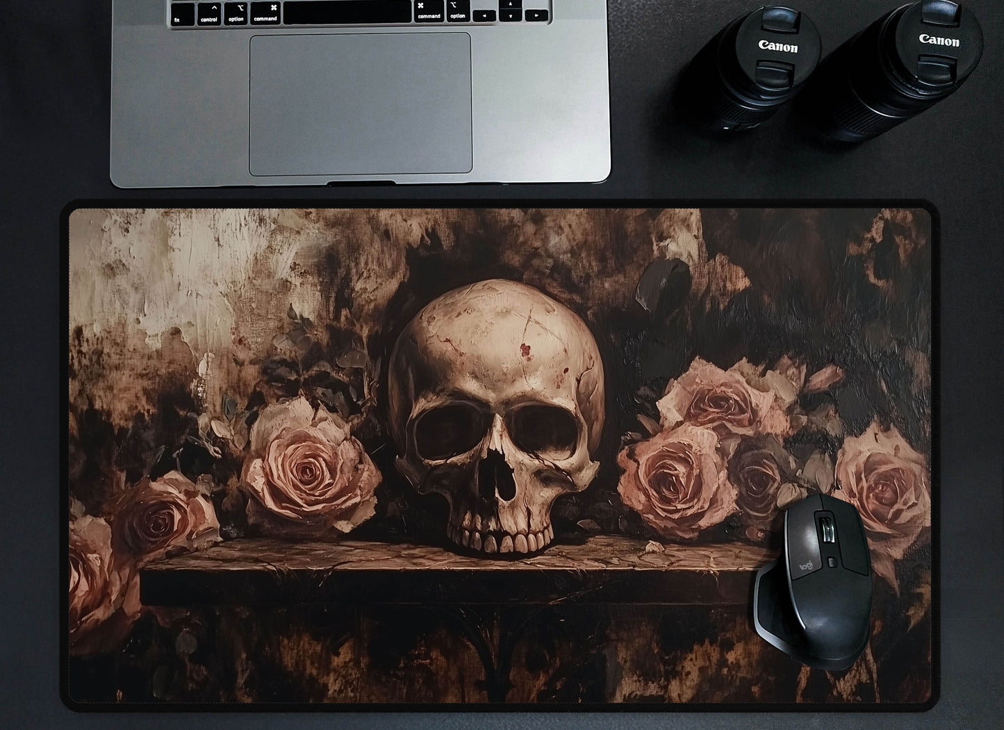 Skull and Rose Desk Mat