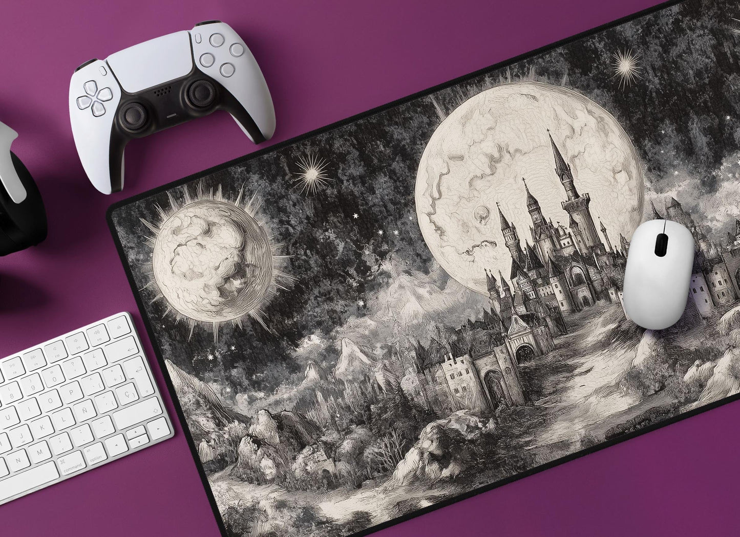 Lunar Castle Tapestry Desk Mat