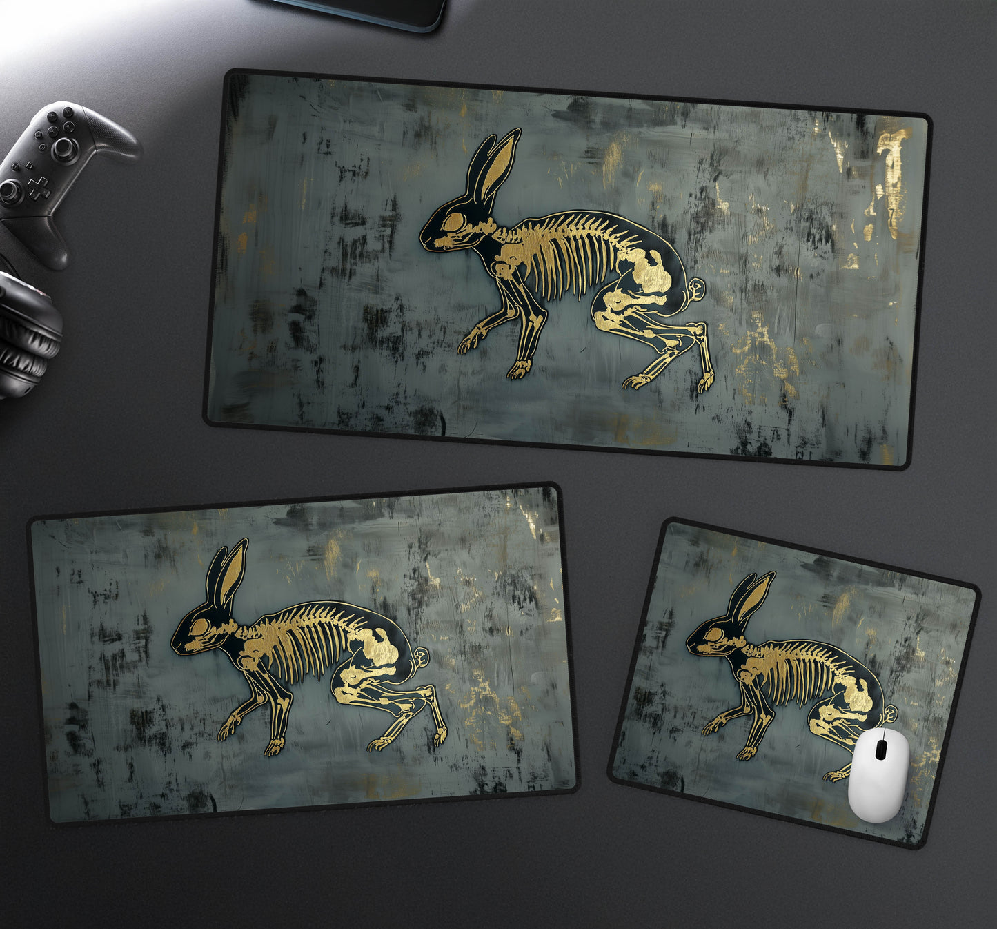 Rabbit Skeleton Desk Mat
