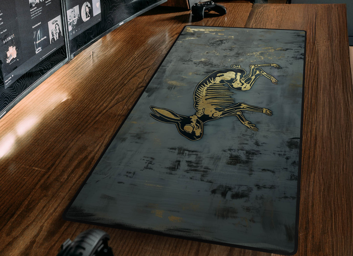 Rabbit Skeleton Desk Mat