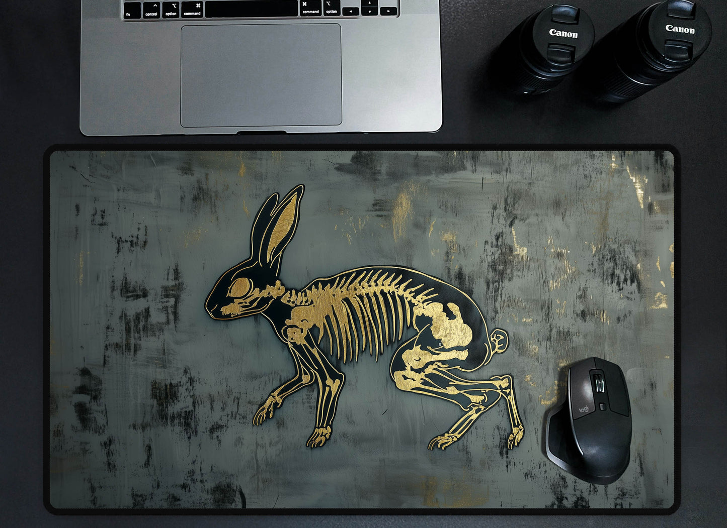 Rabbit Skeleton Desk Mat