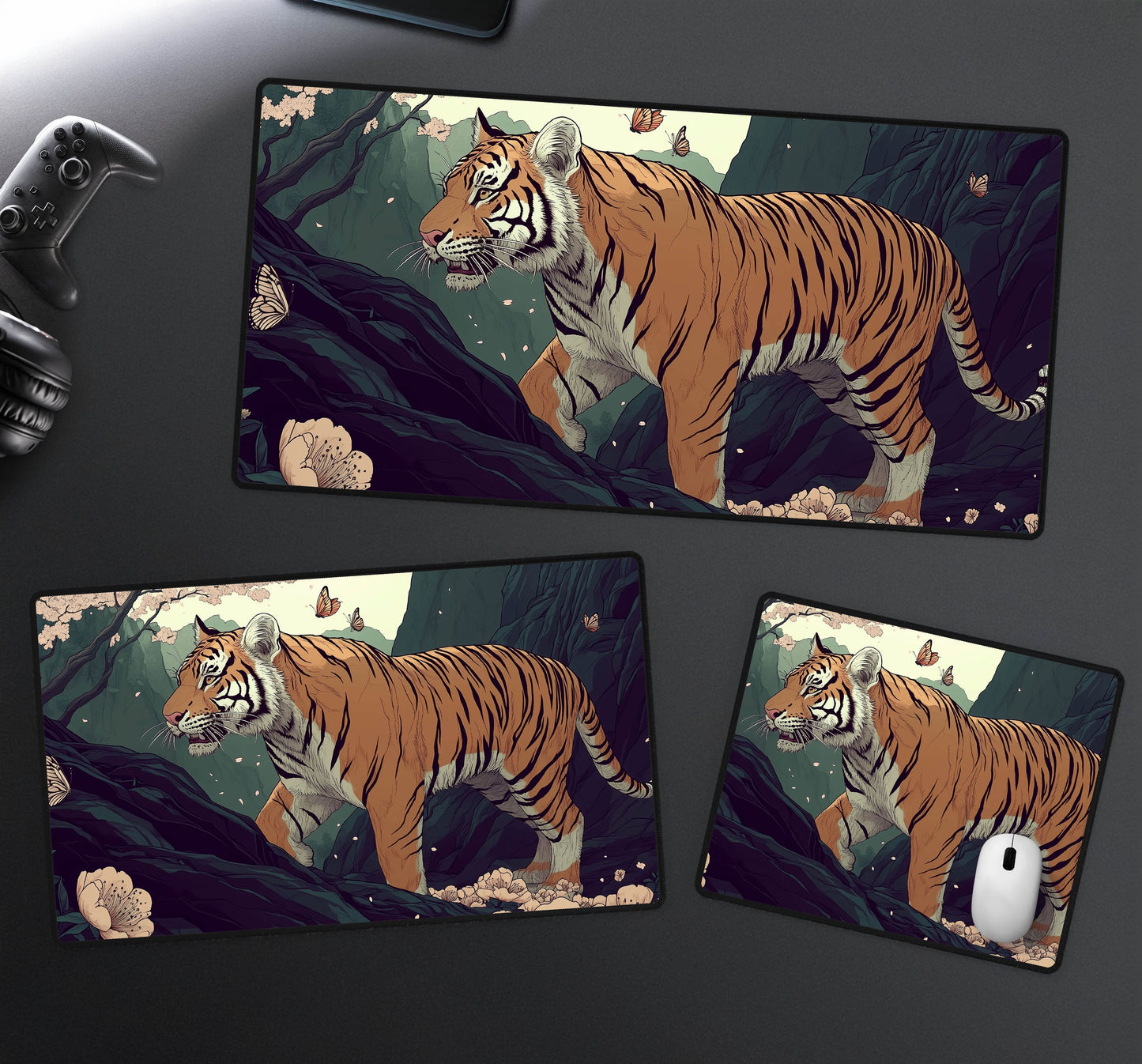Ukiyo-e Inspired Tiger Desk Mat