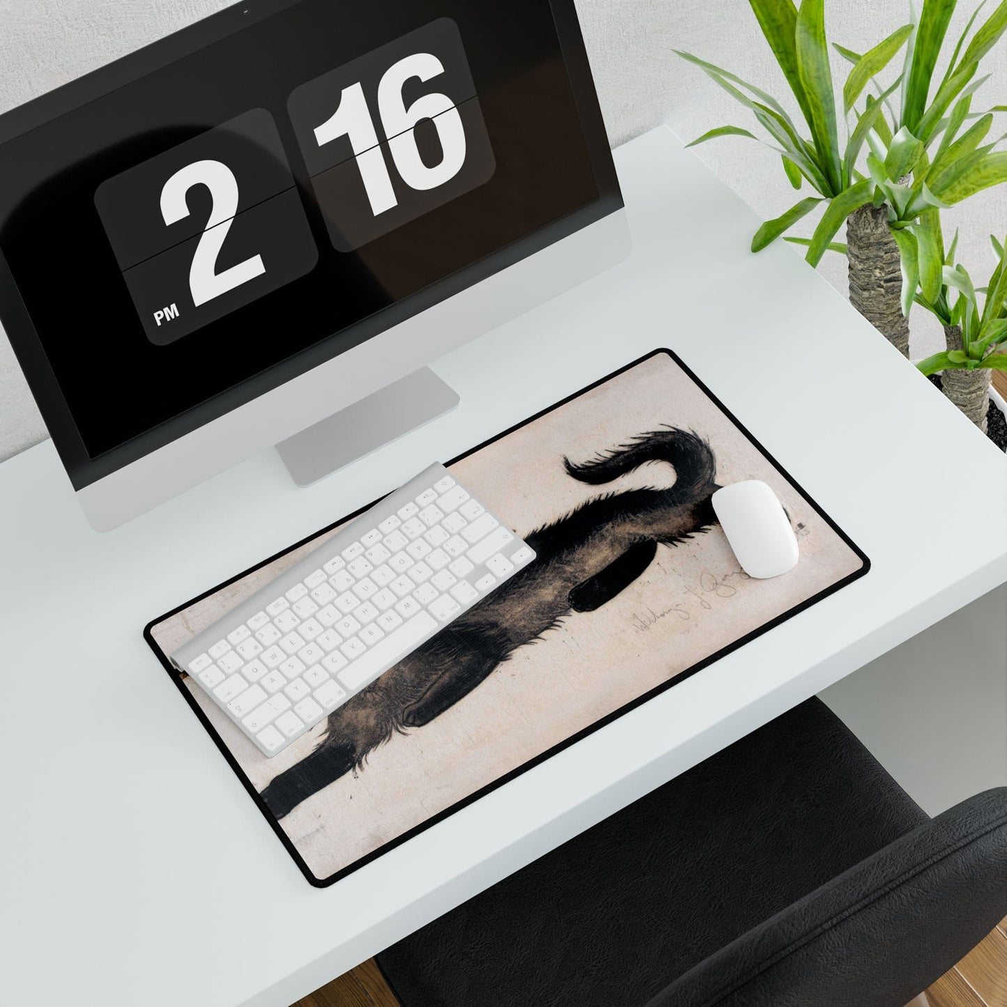 Artistic Black Cat Desk Mat | Unique Desk Decor | XL Mouse Matt | Accessories For Home & Office