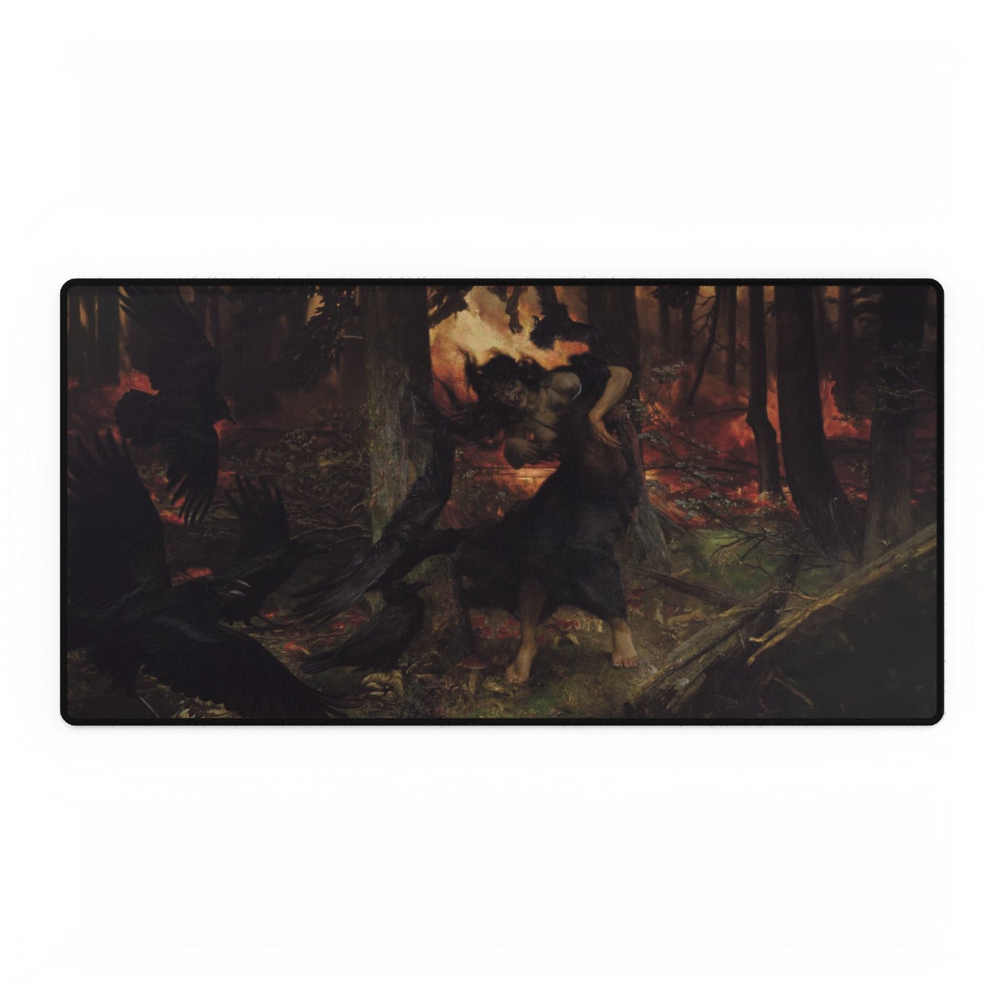 Mystical Forest Scene Desk Mat | Enigmatic Artwork for Home Decor | XL Mouse Matt | Accessories For Home & Office