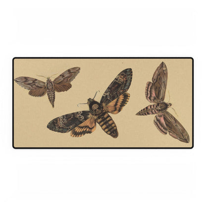 Vintage Moths Desk Mat | Antique Botanical Art | XL Mouse Matt | Accessories For Home & Office