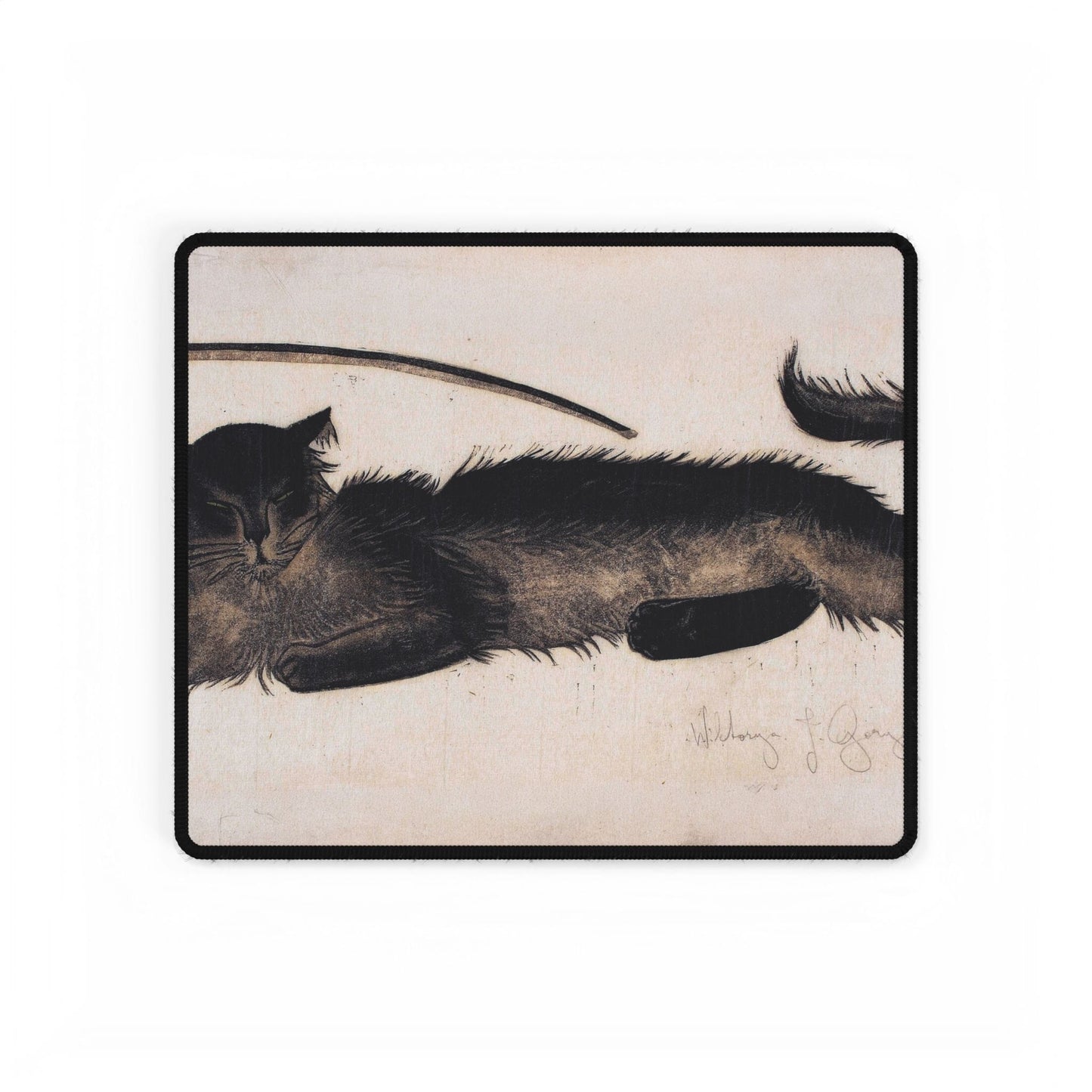 Artistic Black Cat Desk Mat | Unique Desk Decor | XL Mouse Matt | Accessories For Home & Office
