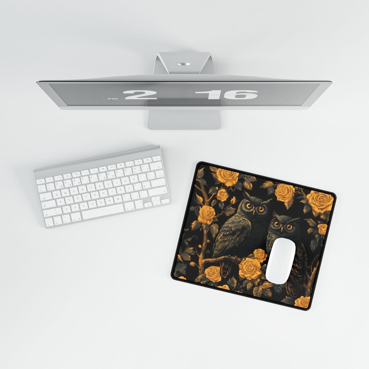 Floral Owl Desk Mat | Alternative Office Decor | Multiple Size Options