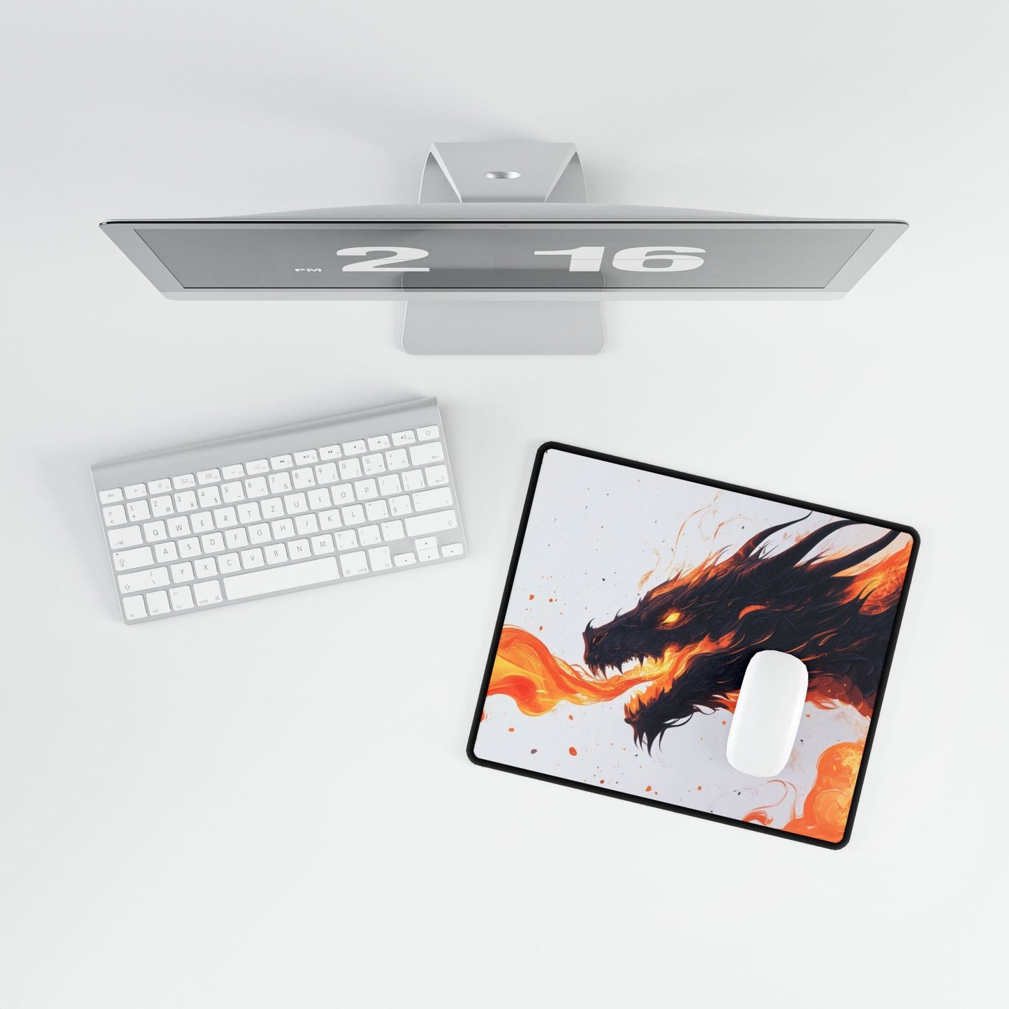 Fiery Dragon Desk Mat | Alternative Office Decor | Multiple Size Options