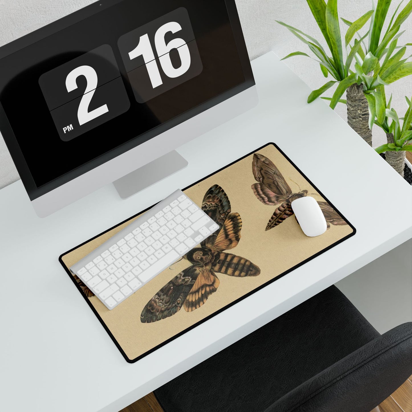 Vintage Moths Desk Mat | Antique Botanical Art | XL Mouse Matt | Accessories For Home & Office
