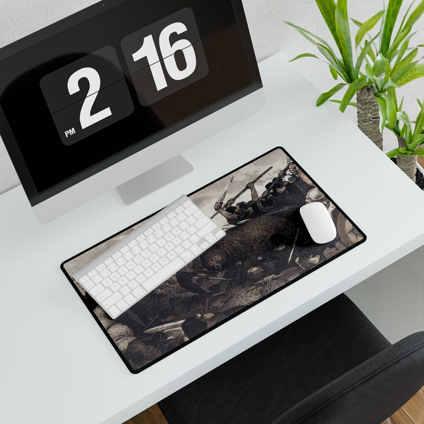 Epic Viking Battle Desk Mat | Dramatic Historical Scene | XL Mouse Matt | Accessories For Home & Office