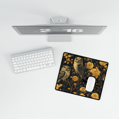 Owls & Roses Desk Mat | Alternative Office Decor | Multiple Size Options