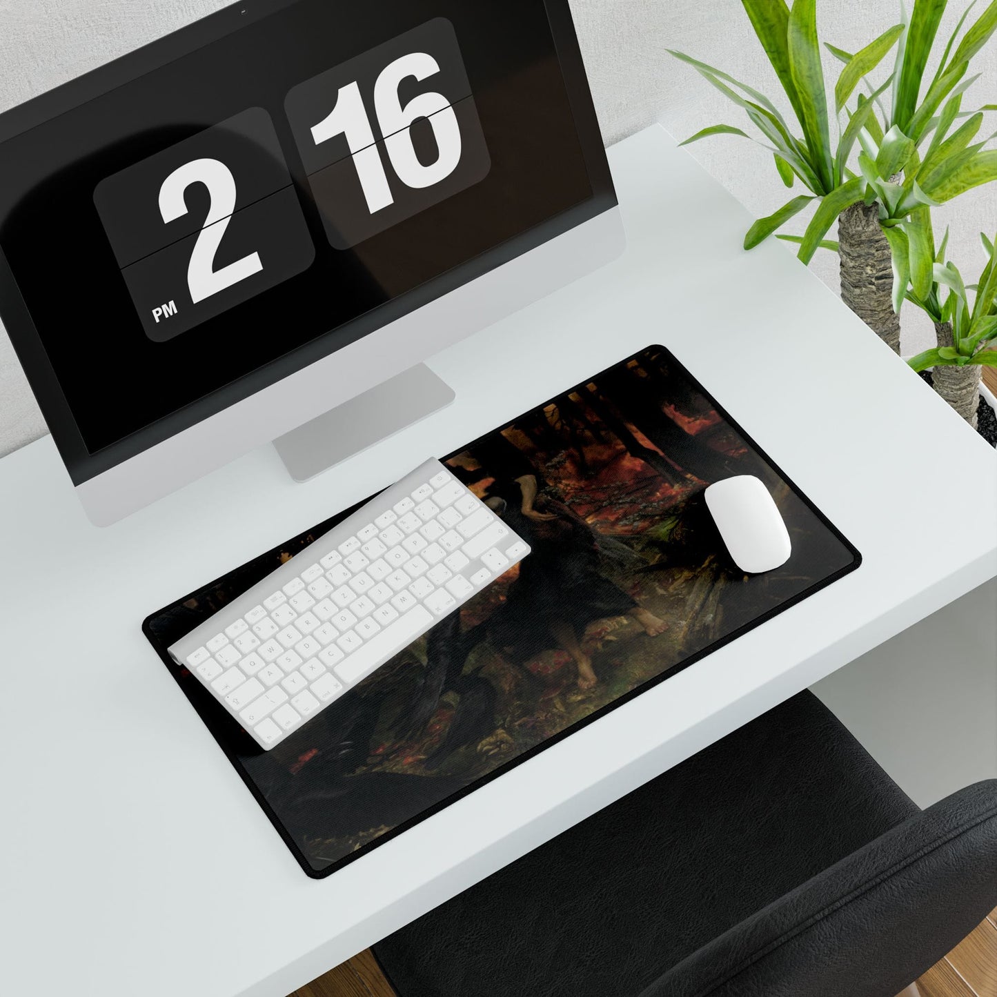 Mystical Forest Scene Desk Mat | Enigmatic Artwork for Home Decor | XL Mouse Matt | Accessories For Home & Office