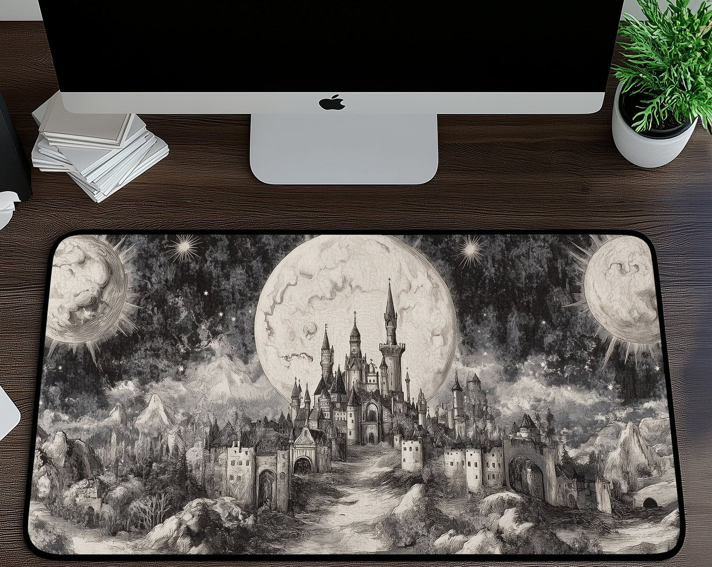 Lunar Castle Tapestry Desk Mat | Alternative Office Decor | Multiple Size Options