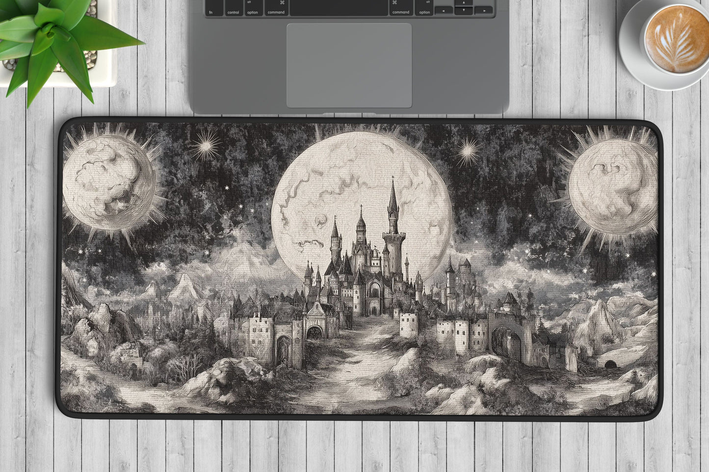 Lunar Castle Tapestry Desk Mat | Alternative Office Decor | Multiple Size Options