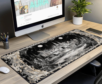 Castle Tapestry Desk Mat | Alternative Office Decor | Multiple Size Options