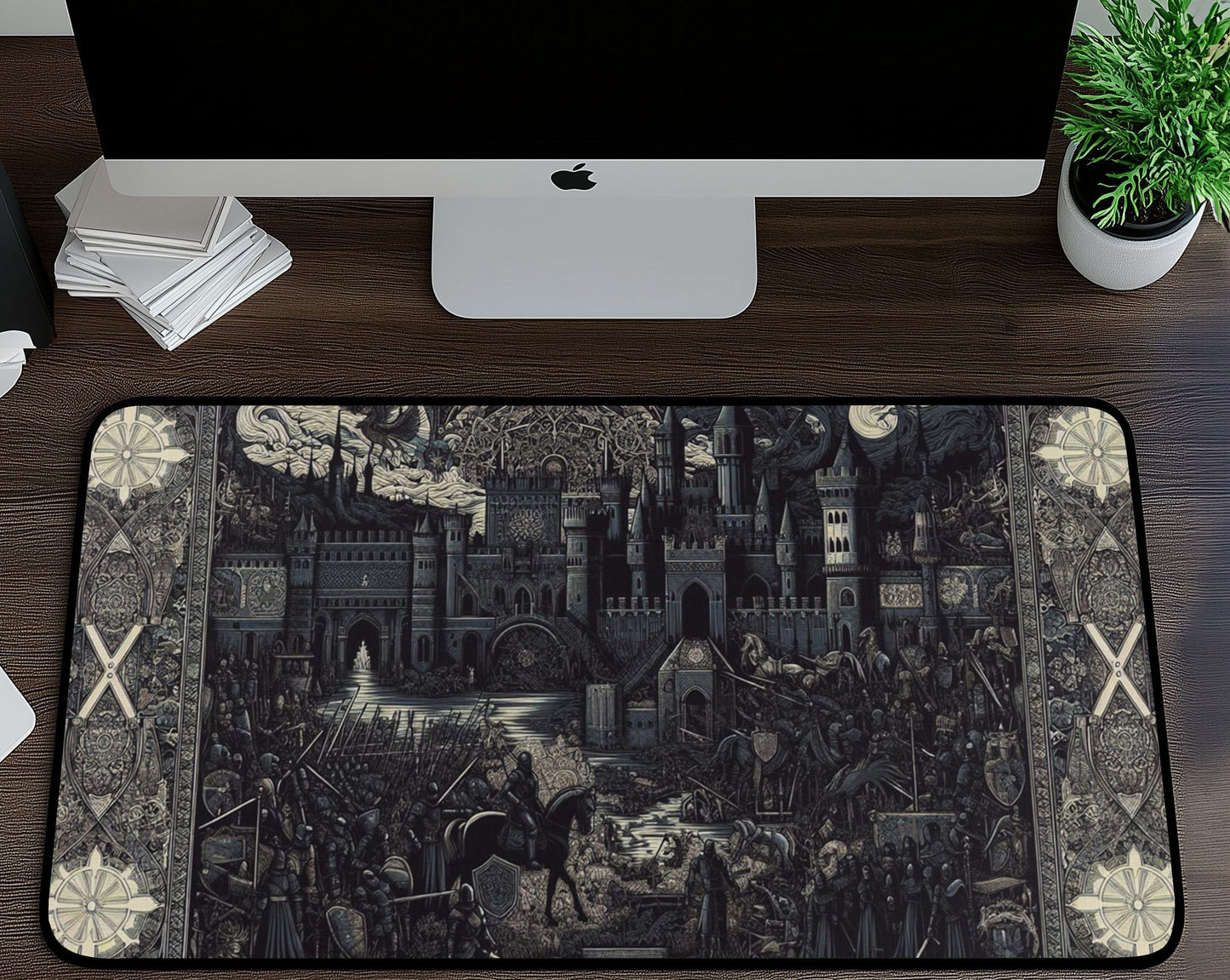 Medieval Noir Desk Mat | Alternative Office Decor | Multiple Size Options