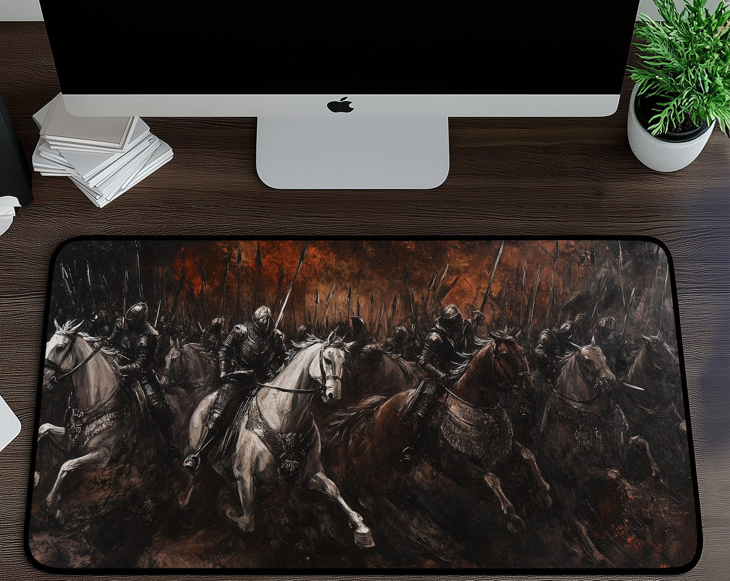 Medieval Horse Battle Desk Mat | Alternative Office Decor | Multiple Size Options