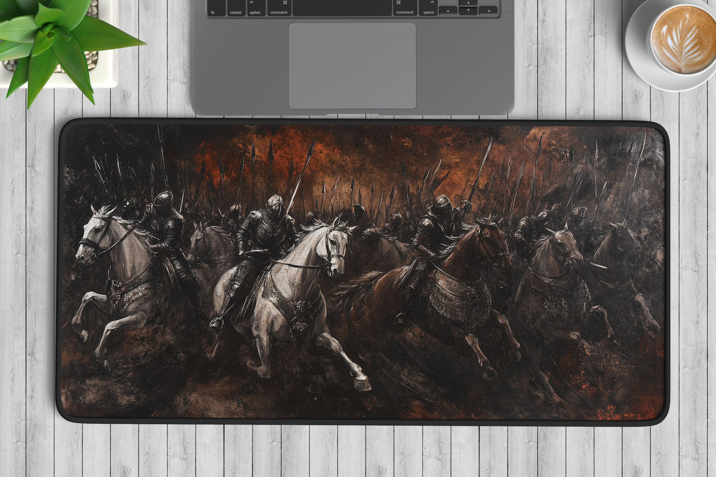 Medieval Horse Battle Desk Mat | Alternative Office Decor | Multiple Size Options