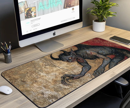 Dark Fantasy Devil Desk Mat | Alternative Office Decor | Multiple Size Options