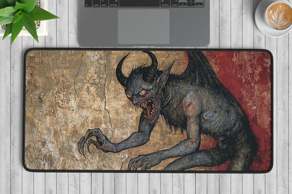 Dark Fantasy Devil Desk Mat | Alternative Office Decor | Multiple Size Options