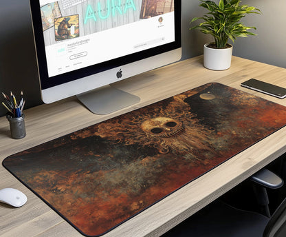 Haunting Skull Art Desk Mat | Alternative Office Decor | Multiple Size Options