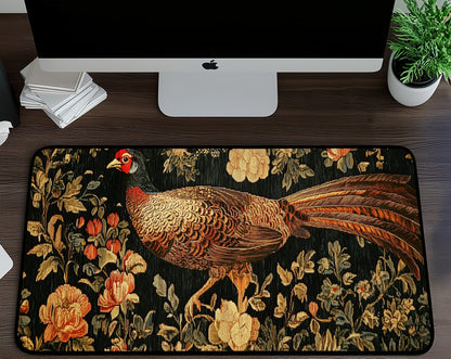 Pheasant Floral Desk Mat | Alternative Office Decor | Multiple Size Options