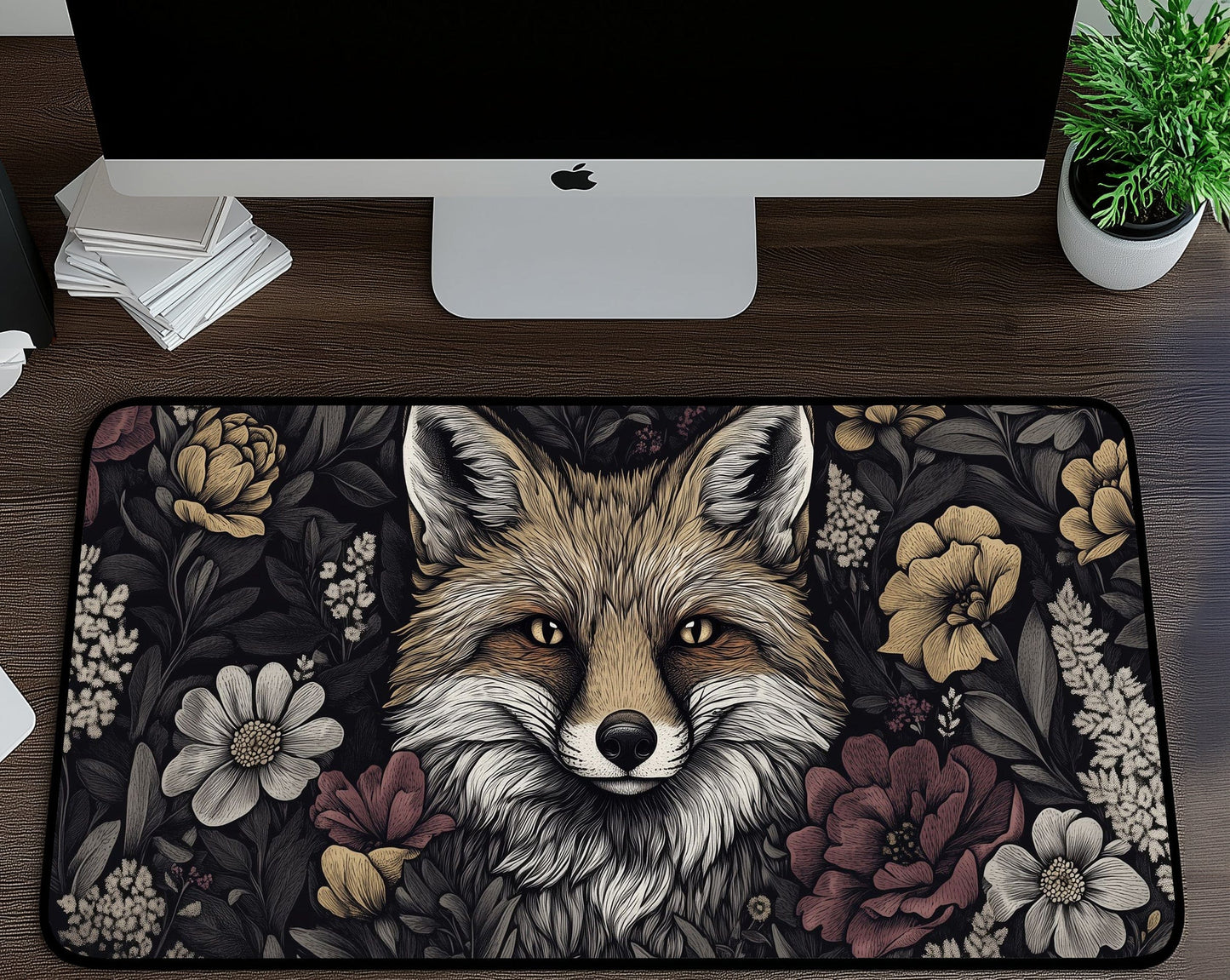 Medieval Fox Tapestry Desk Mat | Alternative Office Decor | Multiple Size Options