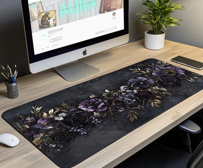 Gothic Floral Desk Mat | Alternative Office Decor | Multiple Size Options