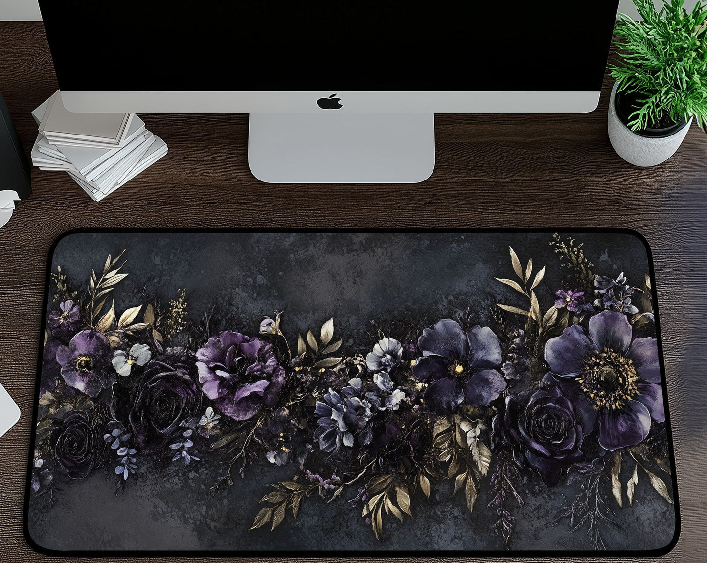 Gothic Floral Desk Mat | Alternative Office Decor | Multiple Size Options