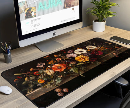 Renaissance Floral Desk Mat | Alternative Office Decor | Multiple Size Options